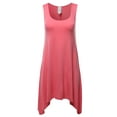 thumbnail image 1 of A2Y Women's Fit Flare Scoop Neck Handkerchief Hem Tunic Tank Top Dress Coral M, 1 of 5