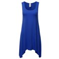 thumbnail image 1 of A2Y Women's Fit Flare Scoop Neck Handkerchief Hem Tunic Tank Top Dress Royal Blue S, 1 of 5