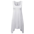 thumbnail image 1 of A2Y Women's Fit Flare Scoop Neck Handkerchief Hem Tunic Tank Top Dress White S, 1 of 5