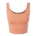 thumbnail image 1 of A2Y Women's Fitted Cotton Scoop Neck Sleeveless Crop Tank Top Peach M, 1 of 3