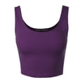 thumbnail image 1 of A2Y Women's Fitted Cotton Scoop Neck Sleeveless Crop Tank Top Purple L, 1 of 3
