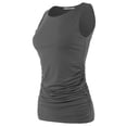 thumbnail image 1 of A2Y Women's Fitted Premium Fabric Side Ruched Sleeveless Top Ash Grey 2X, 1 of 5