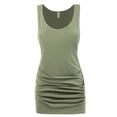 thumbnail image 1 of A2Y Women's Fitted Premium Fabric Side Ruched Sleeveless Top Light Sage 1X, 1 of 5
