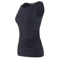 thumbnail image 1 of A2Y Women's Fitted Premium Fabric Side Ruched Sleeveless Top Navy 1X, 1 of 5