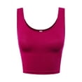 thumbnail image 1 of A2Y Women's Fitted Rayon Scoop Neck Sleeveless Crop Tank Top Fuchsia S, 1 of 3