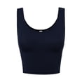 thumbnail image 1 of A2Y Women's Fitted Rayon Scoop Neck Sleeveless Crop Tank Top Navy S, 1 of 3