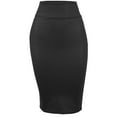 thumbnail image 1 of A2Y Women's Fitted Solid High Waist Back Slit Stretchable Midi Skirt Black 3XL, 1 of 5