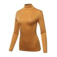thumbnail image 1 of A2Y Women's Fitted Solid Long Sleeve Mock Neck Rayon Top Shirt Dark Mustard M, 1 of 6