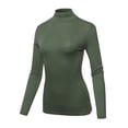 thumbnail image 1 of A2Y Women's Fitted Solid Long Sleeve Mock Neck Rayon Top Shirt Forest Olive L, 1 of 6