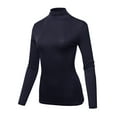 thumbnail image 1 of A2Y Women's Fitted Solid Long Sleeve Mock Neck Rayon Top Shirt True Navy M, 1 of 6