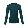 thumbnail image 1 of A2Y Women's Fitted Viscose Crew Neck Long Sleeve Metal Button Detail Sweater Teal L, 1 of 6
