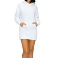 thumbnail image 1 of A2Y Women's French Terry Long Sleeve Side Shirring Hoodie Dress White S, 1 of 3