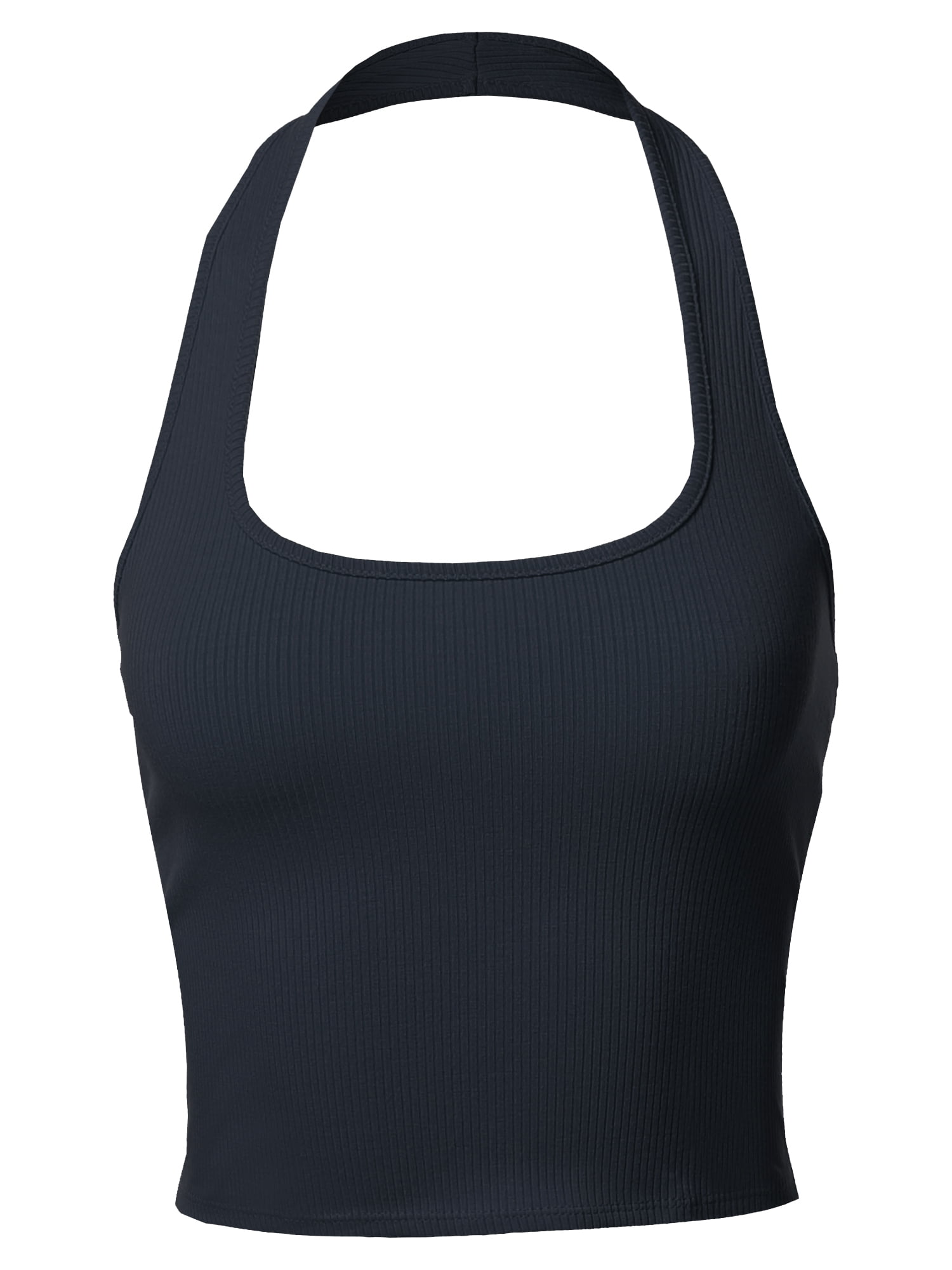 A2Y Women's Halter Neck Heavy Rib Rayon Spandex Crop Top Red L