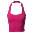 thumbnail image 1 of A2Y Women's Halter Neck Heavy Rib Rayon Spandex Crop Top Ultra Fuchsia S, 1 of 6