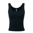 thumbnail image 1 of A2Y Women's Heavyweight Solid Double Scoop Neck Rib Cropped Tank Top Navy S, 1 of 4