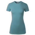 thumbnail image 1 of A2Y Women's Junior Fit Basic Solid Cotton Short Sleeve Crew Neck T Shirt Tee Tops Titanium S, 1 of 5