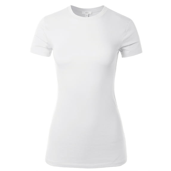 A2Y Women's Junior Fit Basic Solid Cotton Short Sleeve Crew Neck T Shirt Tee Tops White XL