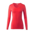 thumbnail image 1 of A2Y Women's Junior Slim Fit Basic Solid Cotton Long Sleeve V-neck Top Shirt Ruby XL, 1 of 3
