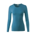 thumbnail image 1 of A2Y Women's Junior Slim Fit Solid Cotton Long Sleeve Crew Neck Top T-Shirt Teal M, 1 of 5