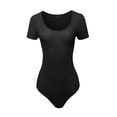 thumbnail image 1 of A2Y Women's Lightweight Crew Neck Rayon Short Sleeve Bodysuit Black L, 1 of 6