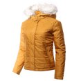 thumbnail image 1 of A2Y Women's Lightweight Faux Fur Hoodie High Neck Puffer Outerwear Jacket Dark Mustard M, 1 of 5