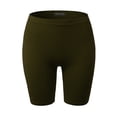 thumbnail image 1 of A2Y Women's Lightweight Mid Length Fitness Workout Seamless Ribbed Biker Shorts Deep Olive 2X3X, 1 of 5