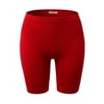 thumbnail image 1 of A2Y Women's Lightweight Mid Length Fitness Workout Seamless Ribbed Biker Shorts Red ML, 1 of 5