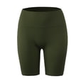 thumbnail image 1 of A2Y Women's Lightweight Mid Length High Waist Workout Seamless Ribbed Biker Shorts Deep Olive SM, 1 of 5