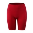 thumbnail image 1 of A2Y Women's Lightweight Mid Length High Waist Workout Seamless Ribbed Biker Shorts Red SM, 1 of 5