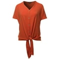thumbnail image 1 of A2Y Women's Loose Fit Short Sleeve Button Down Front Tie Top Copper S, 1 of 7