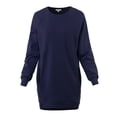 thumbnail image 1 of A2Y Women's Oversized Crew Neck Loose Fit Longline Front Slits Pockets Sweatshirts Navy XL, 1 of 5