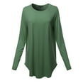 thumbnail image 1 of A2Y Women's Premium Solid Long Sleeve Round Hem Crew Neck Top Shirt Army Green 3XL, 1 of 7