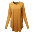 thumbnail image 1 of A2Y Women's Premium Solid Long Sleeve Round Hem Crew Neck Top Shirt Ash Mustard 2XL, 1 of 7