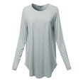 thumbnail image 1 of A2Y Women's Premium Solid Long Sleeve Round Hem Crew Neck Top Shirt Grey Mist L, 1 of 7