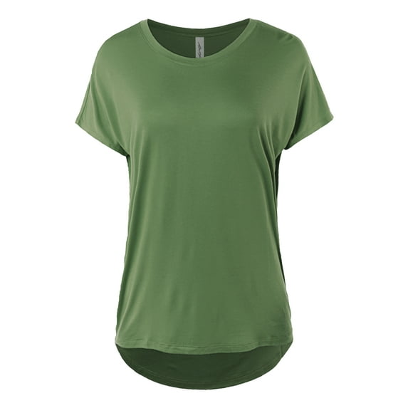 A2Y Women's Rayon Round Neck Jersey Knit Shirt Top Bay Leaf S