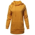 thumbnail image 1 of A2Y Women's Relax Fit Long Sleeve Kangaroo Pockets Asymmetric Hoodie Sweatshirts Ash Mustard L, 1 of 6