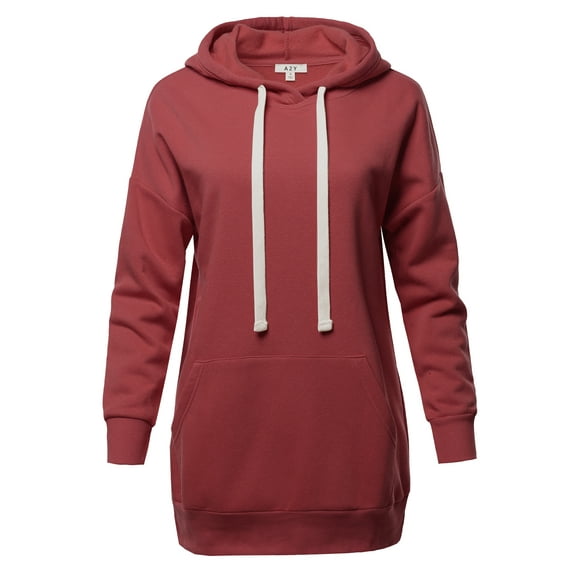 A2Y Women's Relax Fit Long Sleeve Kangaroo Pockets Hoodie Sweatshirts Brick 1XL