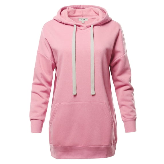 A2Y Women's Relax Fit Long Sleeve Kangaroo Pockets Hoodie Sweatshirts Dark Pink 1XL