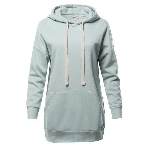 A2Y Women's Relax Fit Long Sleeve Kangaroo Pockets Hoodie Sweatshirts Light Grey L