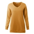 thumbnail image 1 of A2Y Women's Relaxed Fit Long Sleeve V-Neck Side Pocket Sweatshirt Ash Mustard 1XL, 1 of 6