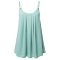 thumbnail image 1 of A2Y Women's Relaxed Fit Wool Dobby Woven Double Layer Spaghetti Cami Pleated Top Ash Blue S, 1 of 6