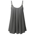 thumbnail image 1 of A2Y Women's Relaxed Fit Wool Dobby Woven Double Layer Spaghetti Cami Pleated Top Ash Grey L, 1 of 6