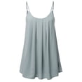 thumbnail image 1 of A2Y Women's Relaxed Fit Wool Dobby Woven Double Layer Spaghetti Cami Pleated Top Grey Mist L, 1 of 6