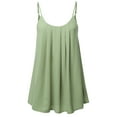 thumbnail image 1 of A2Y Women's Relaxed Fit Wool Dobby Woven Double Layer Spaghetti Cami Pleated Top Light Sage M, 1 of 6