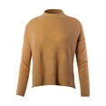 thumbnail image 1 of A2Y Women's Relaxed fit Mock Neck Mossy Fluffy Knit High Low Sweater Dark Mustard S, 1 of 5