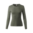 thumbnail image 1 of A2Y Women's Ribbed Basic Solid Stretchable Long Sleeve Crew Neck Top Shirts Olive L, 1 of 6