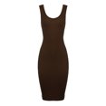 thumbnail image 1 of A2Y Women's Ribbed Knit Sleeveless Scoop Neck Midi Bodycon Dress Chocolate L, 1 of 4