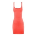 thumbnail image 1 of A2Y Women's Ribbed Scoop Neck Sleeeveless Mini Bodycon Dress Neon Pink S, 1 of 5