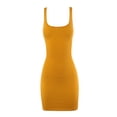 thumbnail image 1 of A2Y Women's Ribbed Scoop Neck Sleeeveless Mini Bodycon Dress New Mustard S, 1 of 5