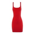 thumbnail image 1 of A2Y Women's Ribbed Scoop Neck Sleeeveless Mini Bodycon Dress Poppy L, 1 of 5